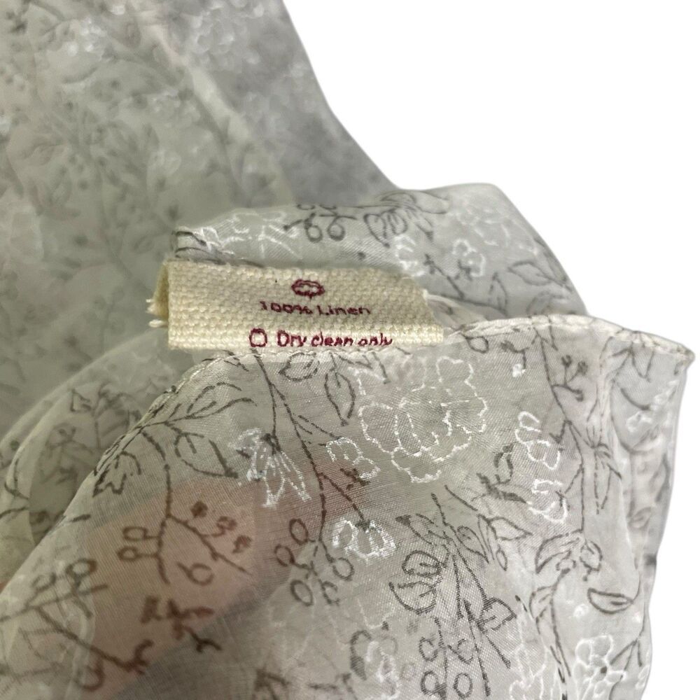 BUNA 100% Linen Sheer Peasant Dress XXL Floral Cottagecore - Picture 6 of 14